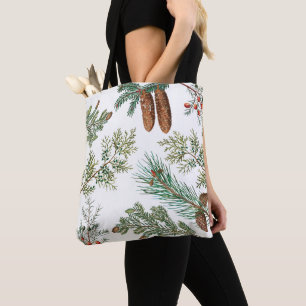 Christmas Pine Conifer Forest Festive Tote Bag