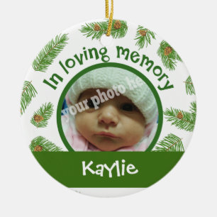 Christmas Pine Custom Picture Baby Memorial Ceramic Tree Decoration
