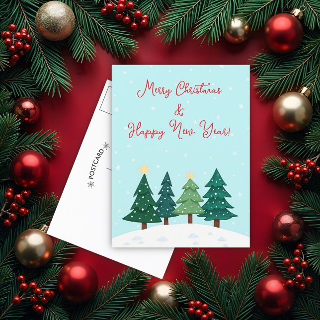 Christmas Pine  Forest Tree Merry Christmas Postcard (Creator Uploaded)