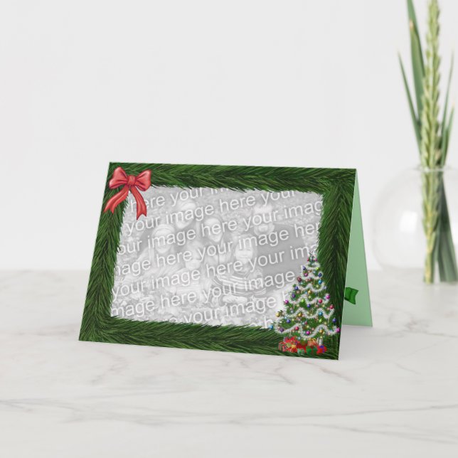 Christmas Pine Frame Photo Card (Front)