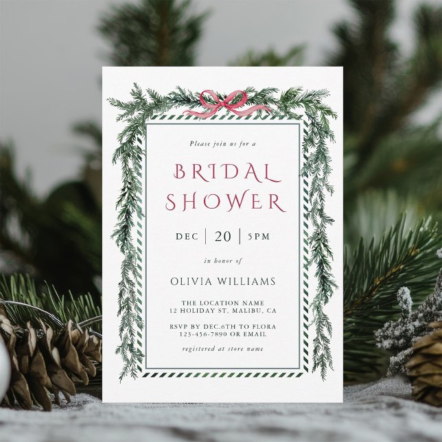 Christmas Pine Garland Bridal Shower Invitation (Creator Uploaded)