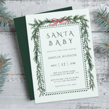 Christmas Pine Garland Santa Baby Shower Mint Blue