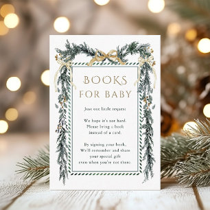Christmas Pine Gold Bow Garland Books for Baby Enclosure Card