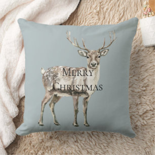 Christmas Pine Green Rustic Deer  Cushion