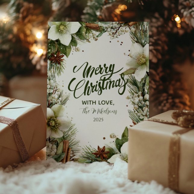 Christmas Pine Greenery Elegance Holiday Card (Creator Uploaded)