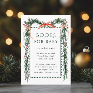 Christmas Pine Red Bow Garland Books for Baby Enclosure Card