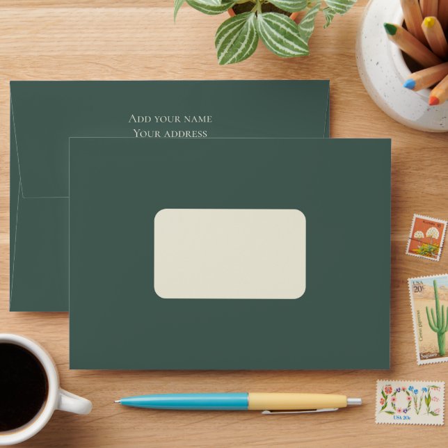 Christmas Pine Sage Evergreen Custom Address Envelope (Desk)