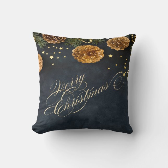 Christmas Pine Tree Branches Merry Christmas Cushion (Front)
