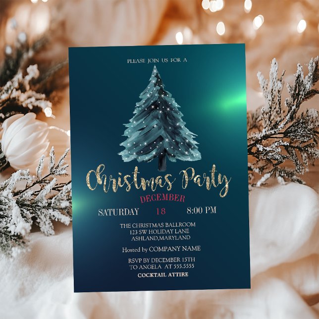 Christmas Pine Tree, Green Christmas Company Party Invitation (Creator Uploaded)