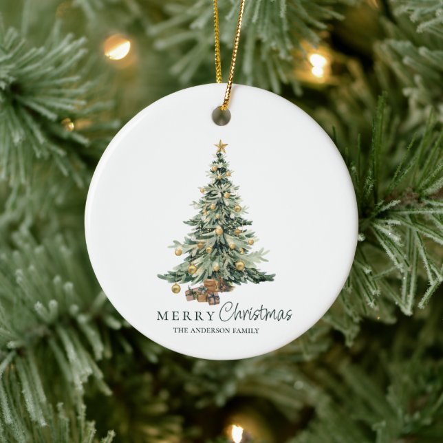 Christmas Pine Tree Photo Family Ornament (Tree)