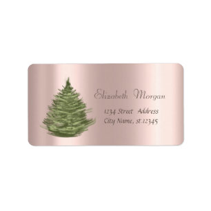 Christmas Pine Tree, Rose Gold Label
