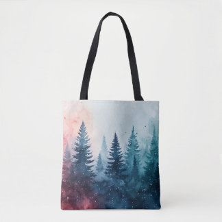 Christmas Pine Tree  Watercolor Tote