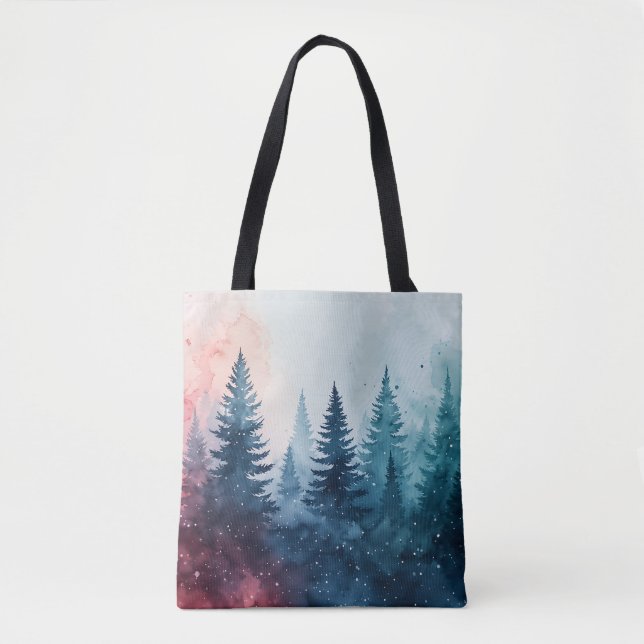 Christmas Pine Tree  Watercolor Tote (Front)