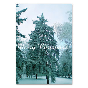Christmas pine tree with snow table number