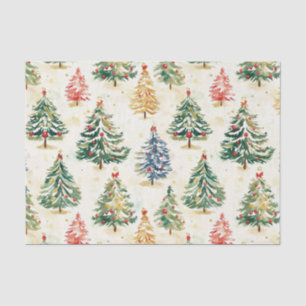 Christmas Pine Trees Colourful Pattern Tissue Paper