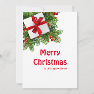 Christmas Pine Trees with White Present Red Invitation