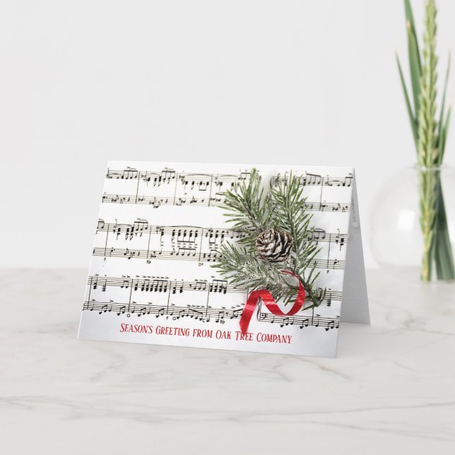 Christmas pine with red ribbon business card (Front)