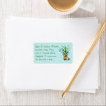 Christmas Pineapple Five Lines Address Label<br><div class="desc">Christmas pineapple address labels. Wide labels allow for up to five lines of text. Dark green thin, printed font style over light blue graphic background. A single pineapple, decorated with an aqua blue tree ornament decorates the edge. A tiny sea star (starfish) is also part of the design. Choose this...</div>