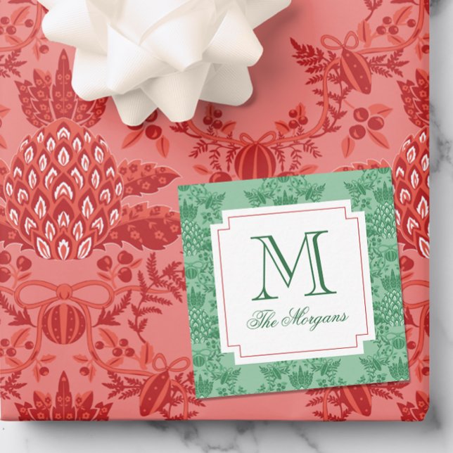 Christmas Pineapple Ornaments Monogram Enclosure Card (Creator Uploaded)