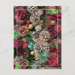 Christmas Pinecone Decorations Holiday Postcard