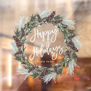 Christmas Pinecone Wreath Happy Holidays