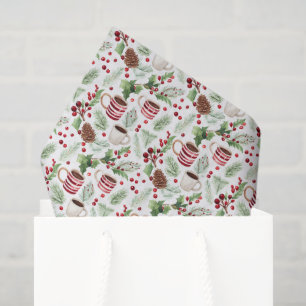 Christmas Pinecones & Coffee Holiday Tissue Paper