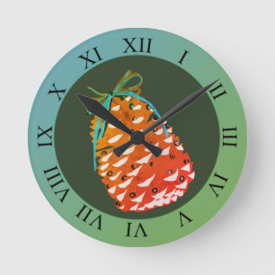 Christmas  Pinecones Round Clock
