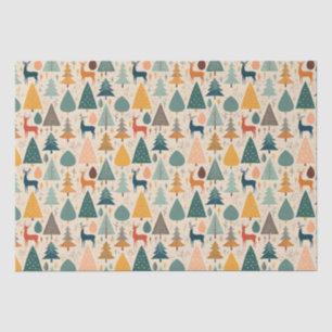 Christmas pines and deer pattern  tissue paper