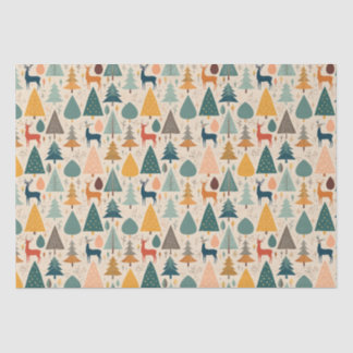 Christmas pines and deer pattern  tissue paper