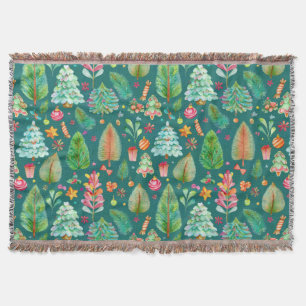Christmas pines pattern throw blanket