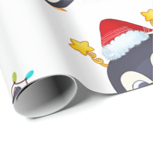 Christmas Pinguin with Lights Wrapping Paper