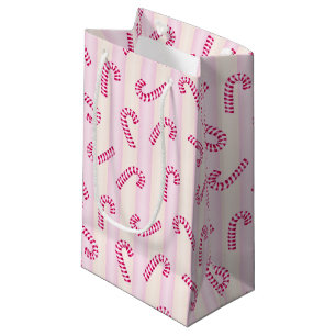 Christmas Pink Candycanes Pattern Small Gift Bag