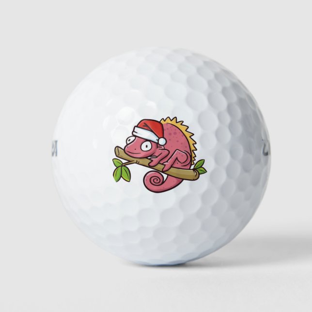 Christmas pink chameleon golf balls (Front)