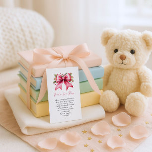 Christmas Pink Coquette Bow Books for Baby Shower  Enclosure Card