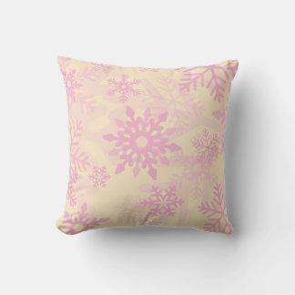 Christmas Pink Dancing Snowflakes  Pillow