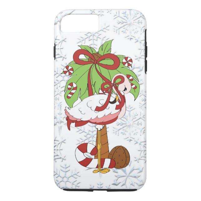 Christmas pink flamingo iphone 7 plus tough case (Back)