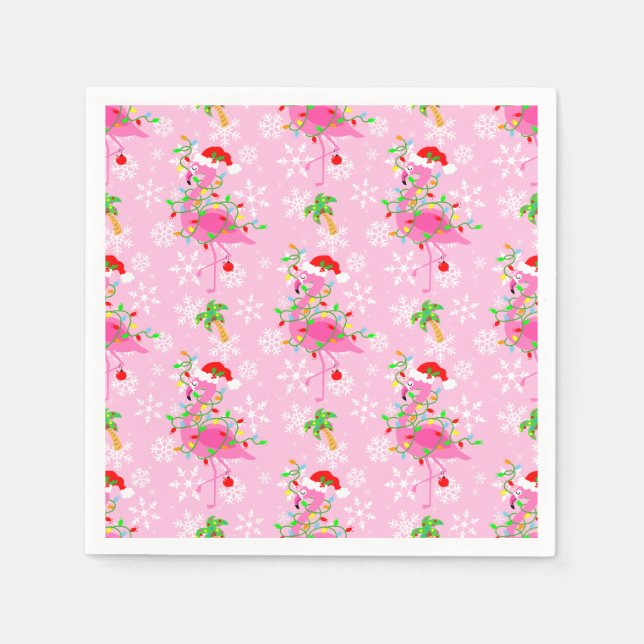 Christmas Pink Flamingo Pattern Napkin (Front)