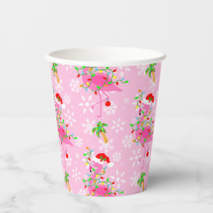 Christmas Pink Flamingo Pattern Paper Cups
