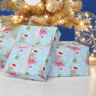 Christmas Pink Flamingo Pattern Wrapping Paper