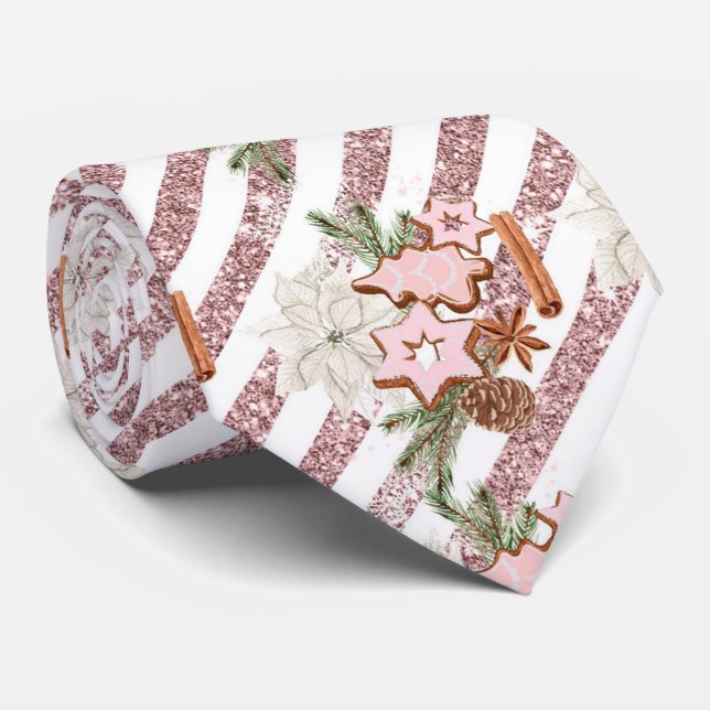 Christmas Pink Gingerbread Cookies Tie (Rolled)