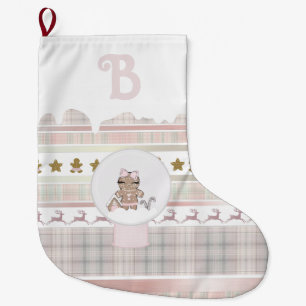 Christmas Pink Gingerbread Initial Stocking 