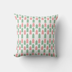 Christmas Pink Green Christmas Tree Festive Cushion
