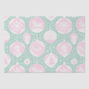 Christmas Pink Green Vintage Reindeer Pattern  Tissue Paper