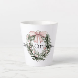 Christmas Pink Green Wreath Latte Mug
