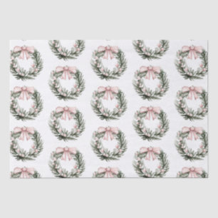 Christmas Pink Green Wreath Tissue Paper