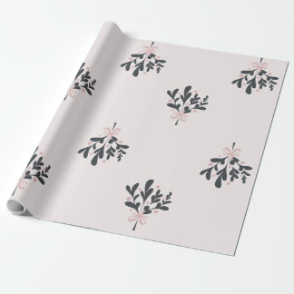 Christmas  Pink Mistletoe  Wrapping Paper