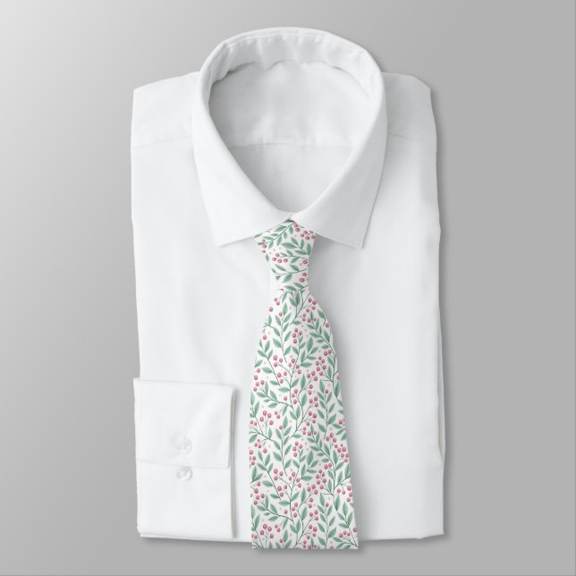 Christmas Pink Pattern Neck Tie (Tied)