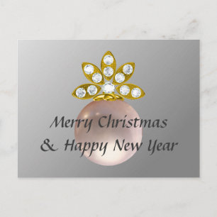 CHRISTMAS PINK PEARL HOLIDAY POSTCARD