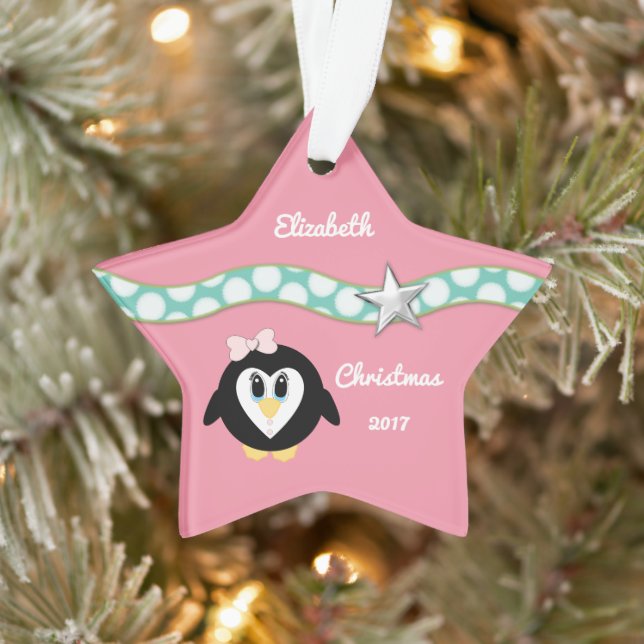 Christmas pink penguin Granddaughter Ornament (Tree)