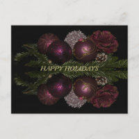 Christmas Pink Red Ornaments Green Leaves Black